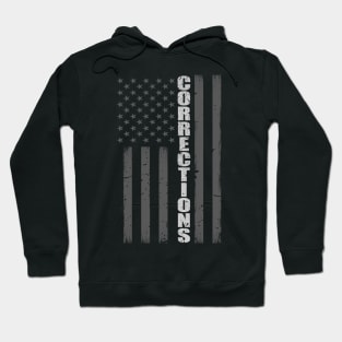 Thin Silver Line Flag - Corrections Officer Gift Hoodie